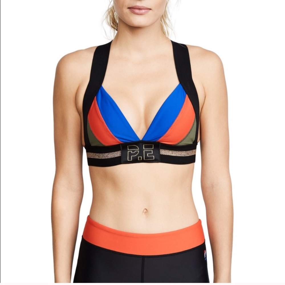 P.E. Nation Cropped Color Block Sports Bra NWOT XS